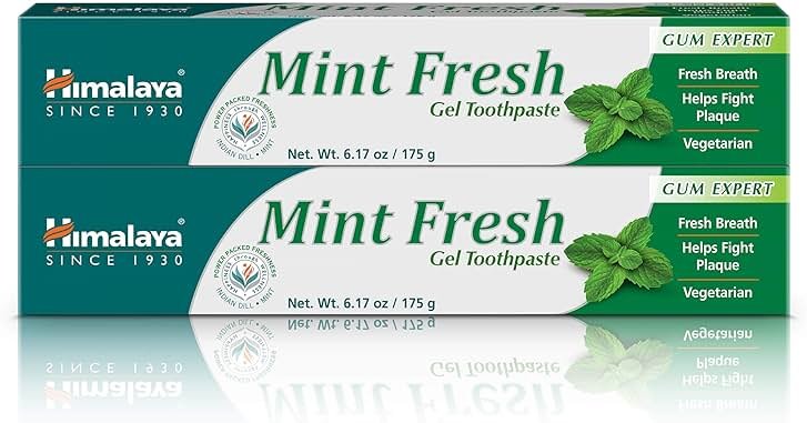 Himalaya Mint Fresh Gel Toothpaste, Fluoride Free to Reduce Plaque & Brighten Teeth, 6.17 oz, 2 Pack - Product Image
