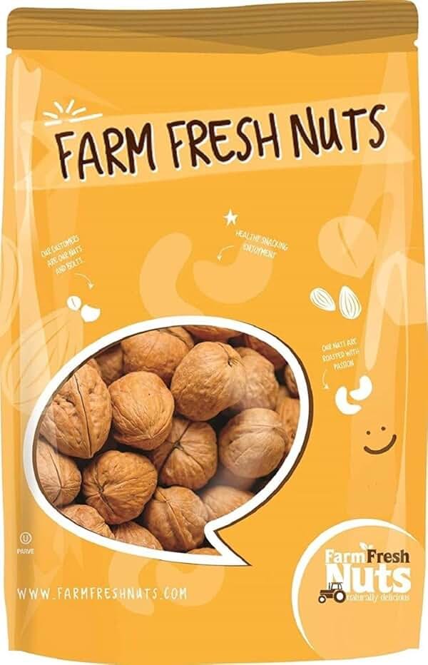 In Shell Walnuts (4 Lbs.) - Large Natural California Walnuts - Great Source of Omega 3 - Fresh New Crop - Bursting with Flavor - Farm Fresh Nuts Brand - Product Image
