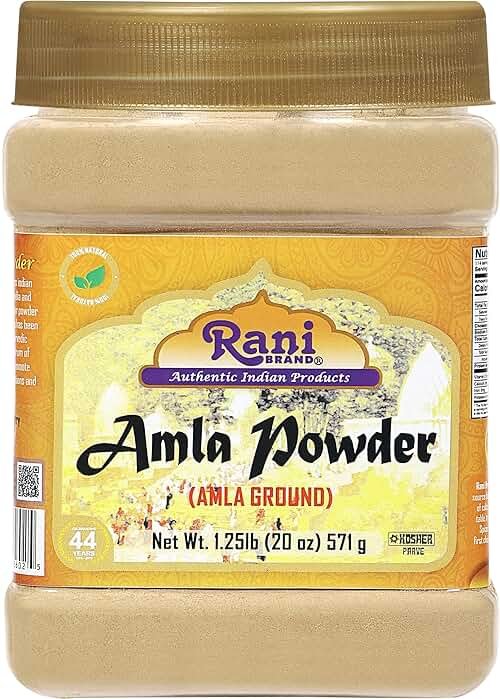 Rani Amla Powder (Indian Gooseberry) 20oz (1.25lbs) 571g PET Jar ~ All Natural | No Color | Gluten Friendly | Vegan | NON-GMO | Kosher | No Salt or fillers | Indian Origin - Product Image