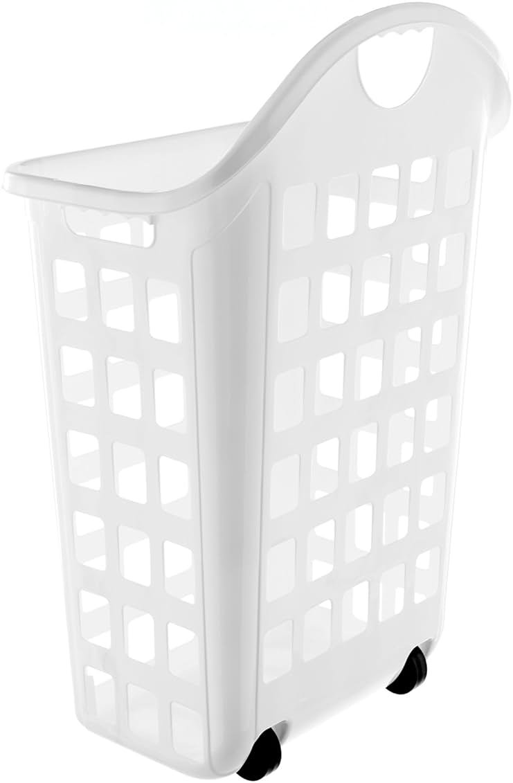 United Solutions LN0435 Rolling Hamper, 2 Bushel, White - Product Image
