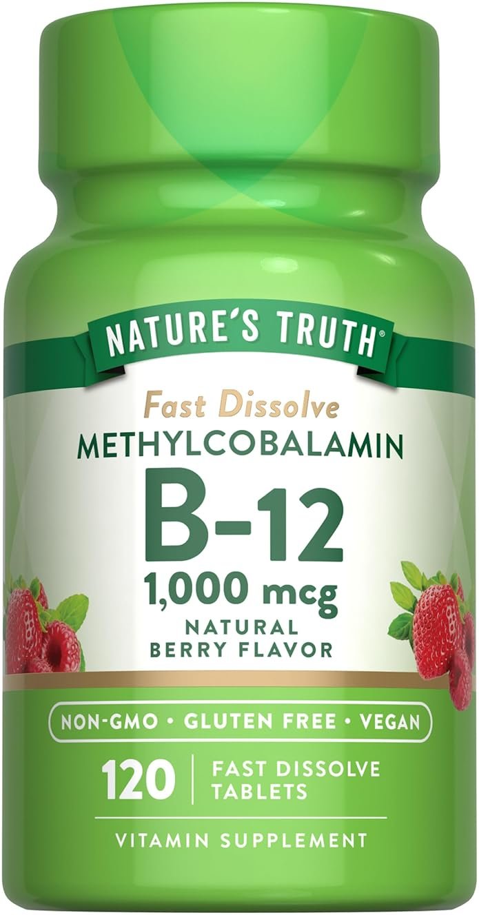 Nature's Truth B12 Vitamin Sublingual Tablets | 1000 mcg | 120 Count | Vegan, Non-GMO & Gluten Free - Product Image
