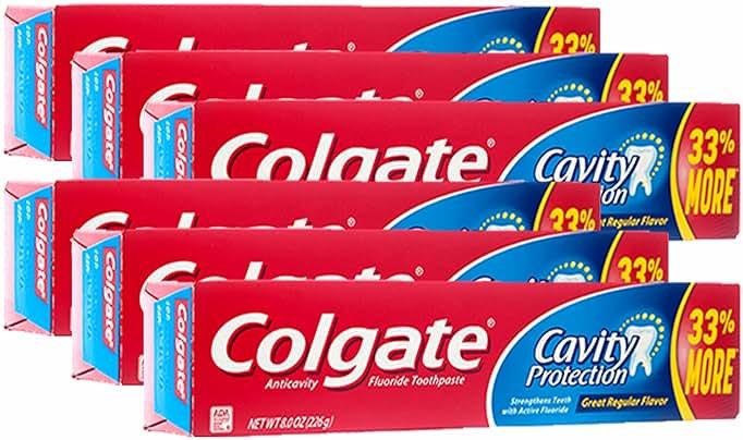 Colgate Cavity Protection Fluoride Toothpaste Regular Flavor - 8 oz, Pack of 6 - Product Image