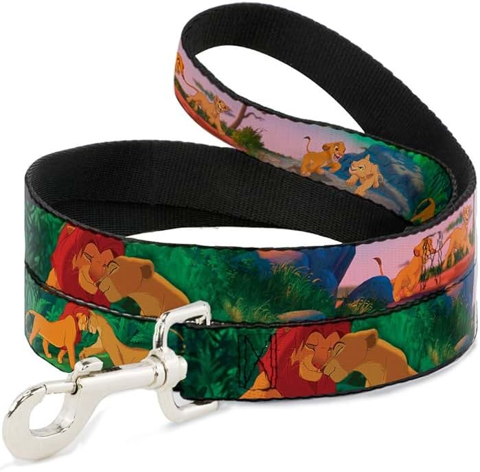 Buckle-Down Pet Leash - Lion King Simba & Nala Growing Up Scenes - 4 Feet Long - 1/2" Wide - Product Image