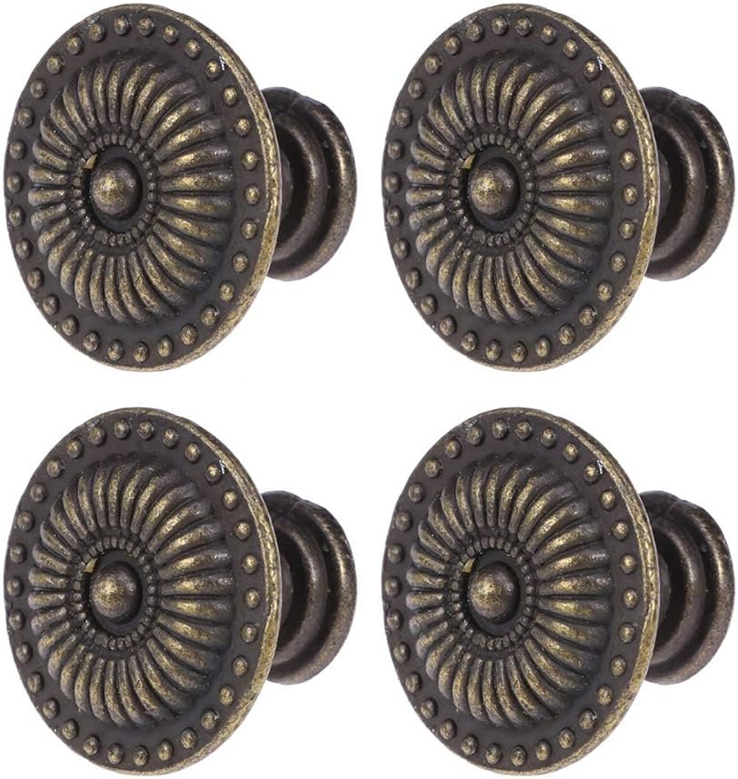WINOMO 4pcs Mini Vintage Knob Drawer Pull Cabinet Cupboard Handle Knob with Screws (Bronze) - Product Image