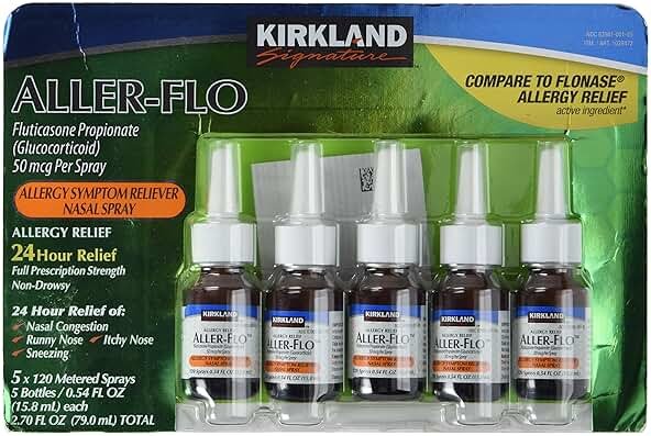 Kirkland Signature Kirkland Aller-Flo Fluticasone Propionate (Glucorticoid), 0.54 Fl Oz (Pack of 5) - Product Image