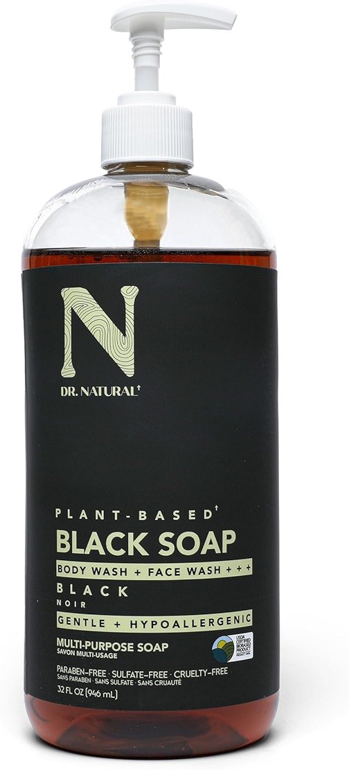 Dr. Natural Multi-Purpose Black Liquid Soap - Natural West African Body Wash - Gentle Hand Soap and Body Soap - Deep Moisturizer, Fights Acne - 32 oz - Product Image