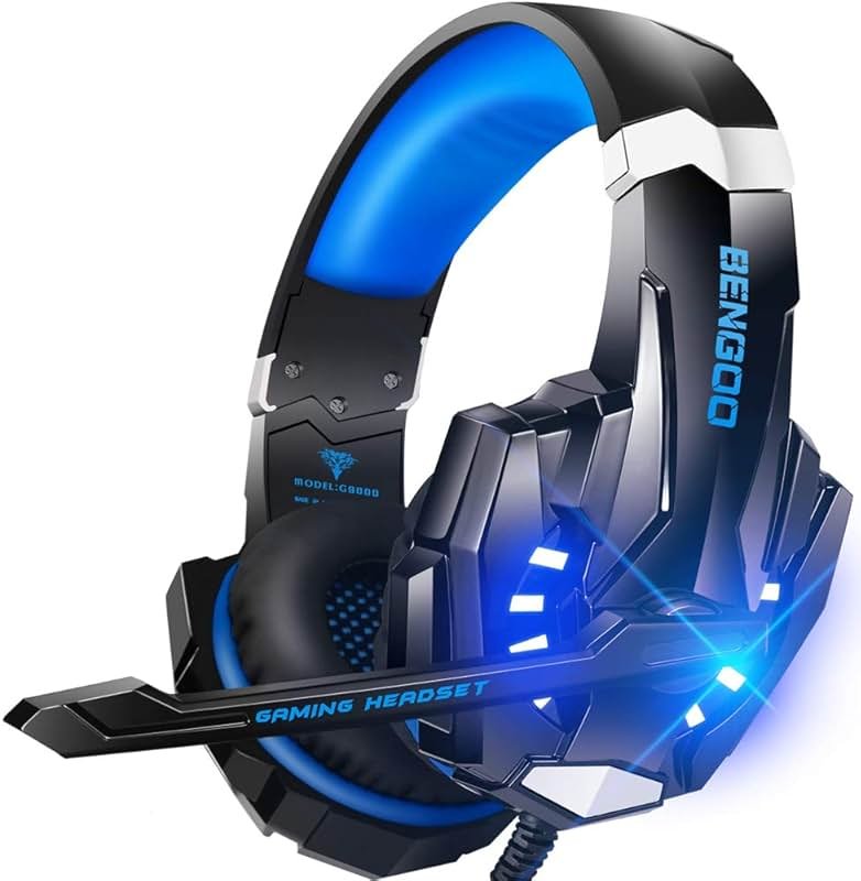 BENGOO G9000 Stereo Gaming Headset for PS4 PC Xbox One PS5 Controller, Noise Cancelling Over Ear Headphones with Mic, LED Light, 7.1 Surround Sound, Soft Memory Earmuffs for Nintendo Xbox Series X|S - Product Image