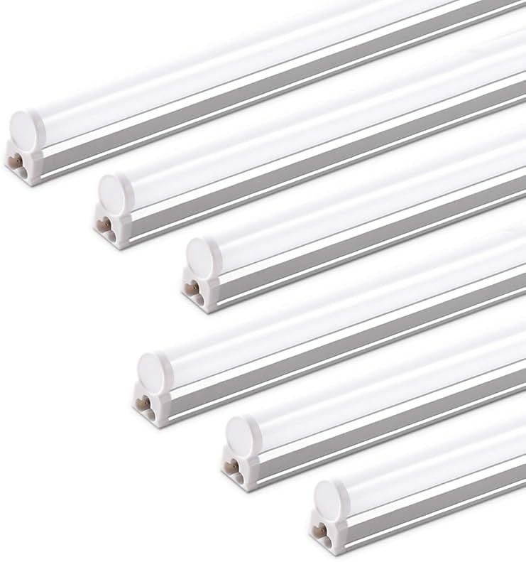 Barrina (6 Pack LED T5 Integrated Single Fixture, 4FT, 2200lm, 6500K Super Bright White, 20W Utility LED Shop Light, Ceiling and Under Cabinet Light, Corded Electric with ON/Off Switch, ETL Listed - Product Image