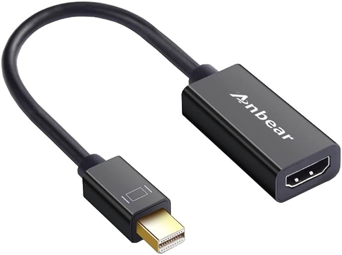 Anbear Mini Displayport to HDMI Adapter Thunderbolt to HDMI Cable, Gold-Plated Display Port to HDMI Adapter Compatible with MacBook Pro, MacBook Air, Mac mini, Microsoft Surface Pro - Product Image