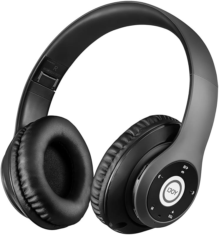 iJoy Bluetooth Headphones Over Ear, Wireless and Wired Foldable Headset Built-in Microphone - (Stealth) Adults Kids Men Women - Audifonos Auriculares Inalambricos - Product Image