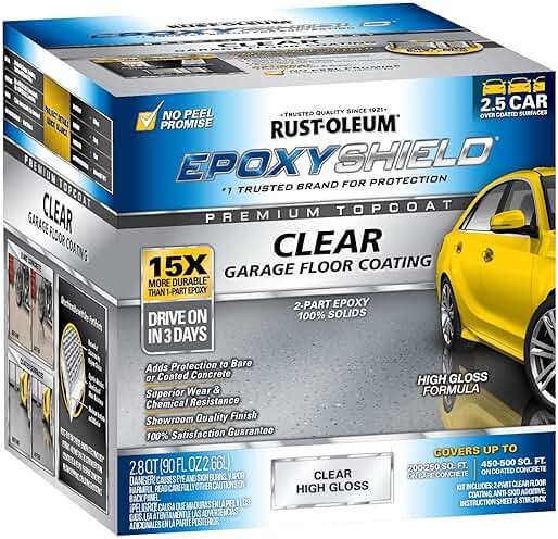 Rust-Oleum 292514 EPOXYSHIELD Premium Clear Garage Floor Coating Kit, 2.5 Car, Gloss Clear - Product Image