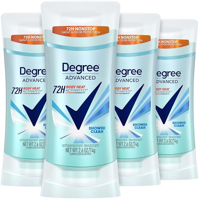 Degree Advanced Antiperspirant Deodorant 4 count 72-Hour Sweat & Odor Protection Shower Clean Antiperspirant for Women with MotionSense Technology 2.6 oz - Product Image