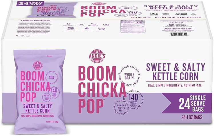 Angie's BOOMCHICKAPOP Sweet & Salty Kettle Corn Popcorn, 1 oz. Individual Bag (Pack of 24) - Product Image