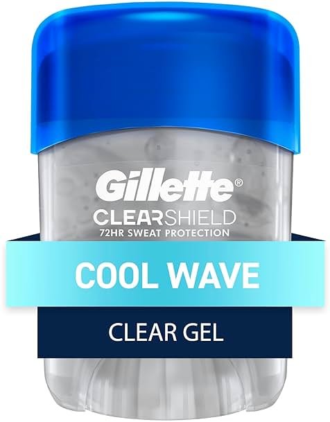 Gillette Antiperspirant and Deodorant for Men, 72hr Sweat & Odor Protection, Long Lasting Freshness, Anti-White Mark Technology, Clear Gel, Cool Wave Scent, 0.5 oz - Product Image
