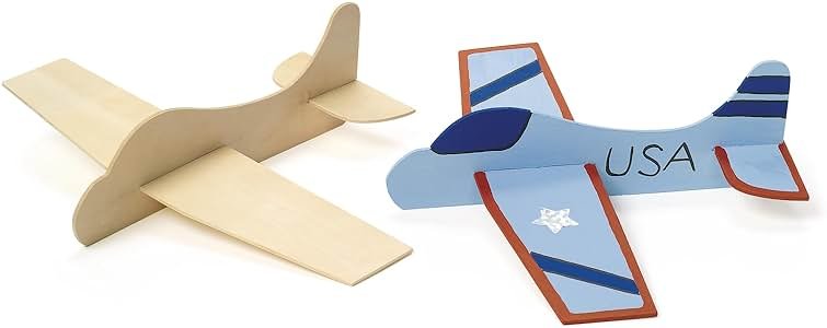 Colorations® Decorate Your Own Wooden Model Airplanes, Set of 12, Create Unique & Personal Designs, Fun Kids Craft Project, Craft Project for Boys & Girls, Decorate & Play Craft - Product Image