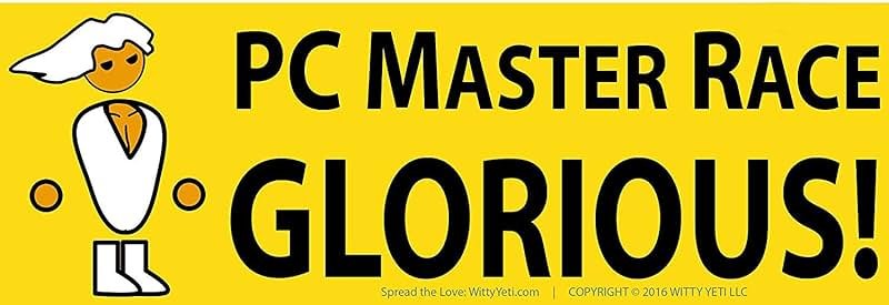 Glorious PC Master Race Bumper Sticker 5 Pack for Your Battlestation, Laptop, Computer Case, Wall & Window. Supports Childs Play Video Gaming Charity. Great Gift for a Proud Gamer, Geek or Nerd. - Product Image