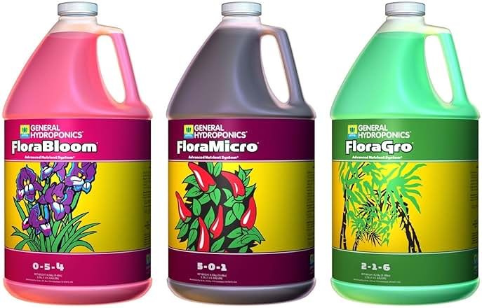 General Hydroponics Flora Grow, Bloom, Micro Combo Fertilizer, 1 gallon each, Pack of 3 - Product Image