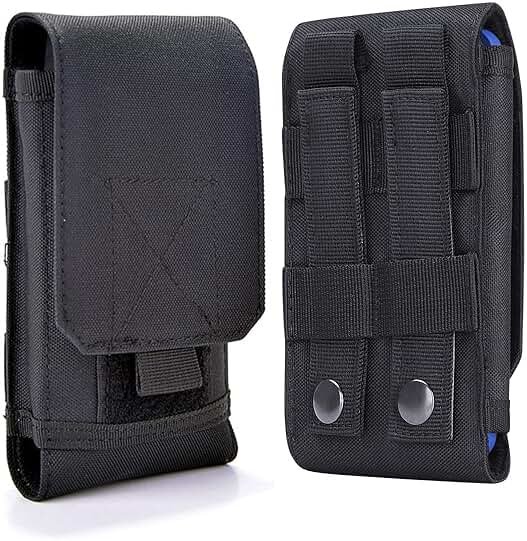 Universal Tactical MOLLE Holster Army Mobile Phone Belt Pouch EDC Security Pack Carry Accessory Kit Waist Bag Case Compatible iPhone 13 14 15 Pro XS Max XR 7 8 Plus for Samsung Galaxy S10 S9 S8 Plus - Product Image