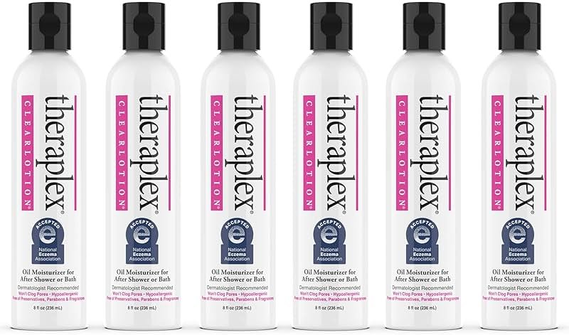 Theraplex Clear Emollient Lotion (8 oz) - No Parabens or Preservatives, Noncomedogenic and Hypoallergenic, Fragrance Free, Dermatologist recommended (6 Pack Pour) - Product Image