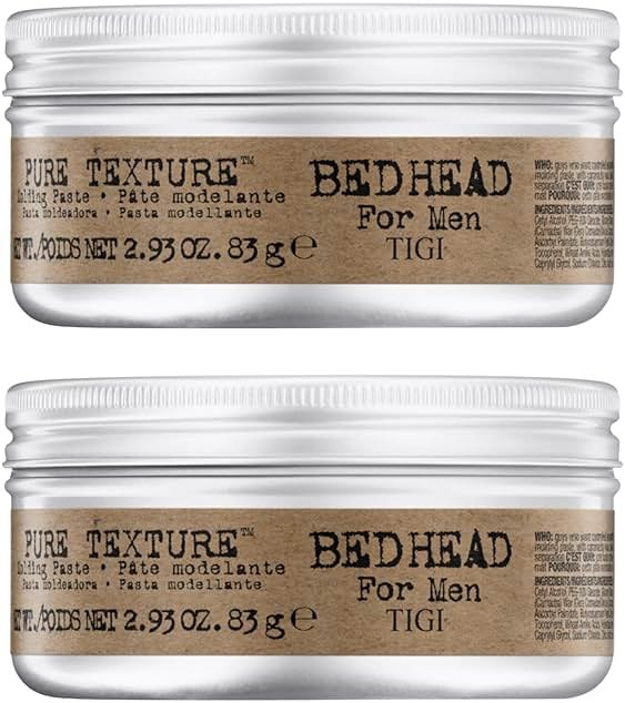 TIGI Bed Head for Men Pure Texture Hair Molding Paste - Use for Texture & Separation - Versatile Cream-to-Paste Fusion - For Men's Hairstyles - Use on Damp & Dry Hair - 2.93 oz (2 Pack) - Product Image
