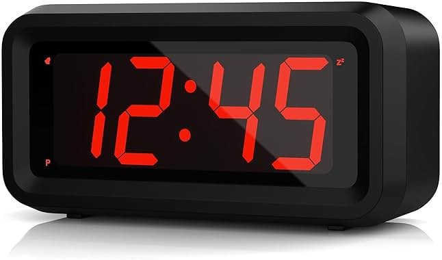 Alarm Clock, LED Digital Clock, Small Wall Clock, Battery Operated, Adjustable 3-Level Led Brightness, Dim Night Mode, 12/24Hr, Cordless, Constantly 1.2'' Digits Display for Bedroom/Travel,Easy to Set - Product Image