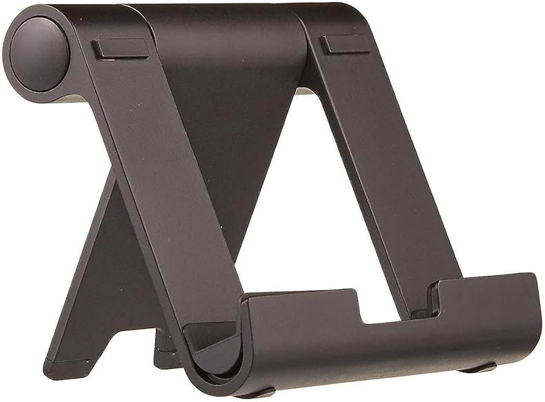 Amazon Basics Multi-Angle Portable Foldable Stand for iPad Tablet, E-reader and Phone, Sturdy Hands-Free Viewing, Black - Product Image