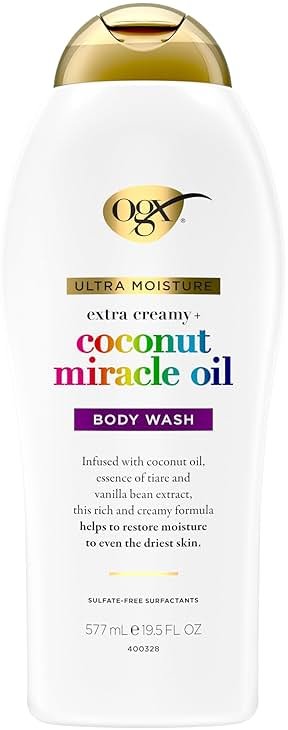 OGX Extra Creamy + Coconut Miracle Oil Ultra Moisture Body Wash, Rich Shower Gel for Dry Skin Infused with Coconut Oil, Body Wash for Women, Sulfate-Free Surfactants, 19.5 fl. oz - Product Image