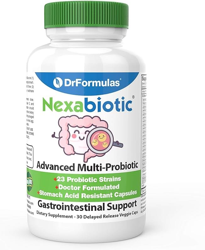 DrFormulas Nexabiotic 23 Multi Probiotic for Women and Men - Dr. formulated with Lactobacillus Acidophilus, Bifidobacterium Infantis, Saccharomyces Boulardii, 17.25 Billion CFUs - Product Image
