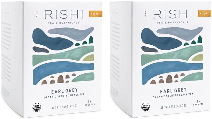 Rishi Tea Earl Grey Herbal Tea | Immune Support, USDA Certified Organic, Fair Trade Black Tea, Antioxidants, Caffeinated, Citrus Flavors for Taste | 15 Sachet Bags, 1.58 oz (Pack of 2) - Product Image