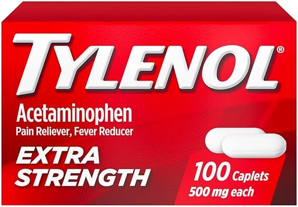 Tylenol Extra Strength Pain Relief Pills, Fast, Strong Pain Relief, Acetaminophen 500 mg Caplets, Pain Reliever & Fever Reducer Medicine for Headache, Backache, Toothache & Minor Arthritis, 100 Count - Product Image