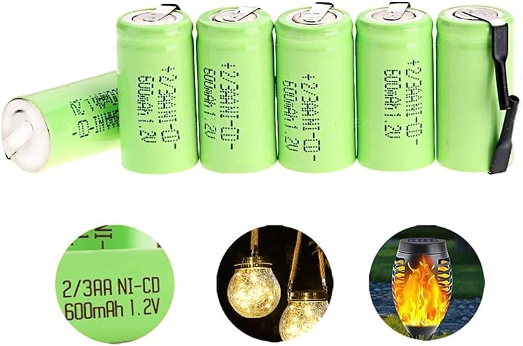 Odstore AA Ni-Cd 1.2V 2/3AA 600mAh Rechargeable Battery - 6pcs Green - Product Image