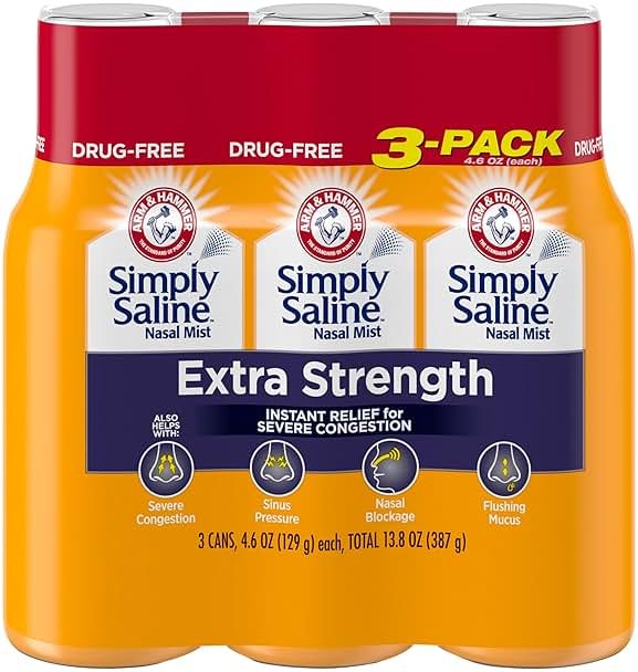 Simply Saline Extra Strength for Severe Congestion Relief Nasal Mist: 4.6oz 3-Pack - Product Image