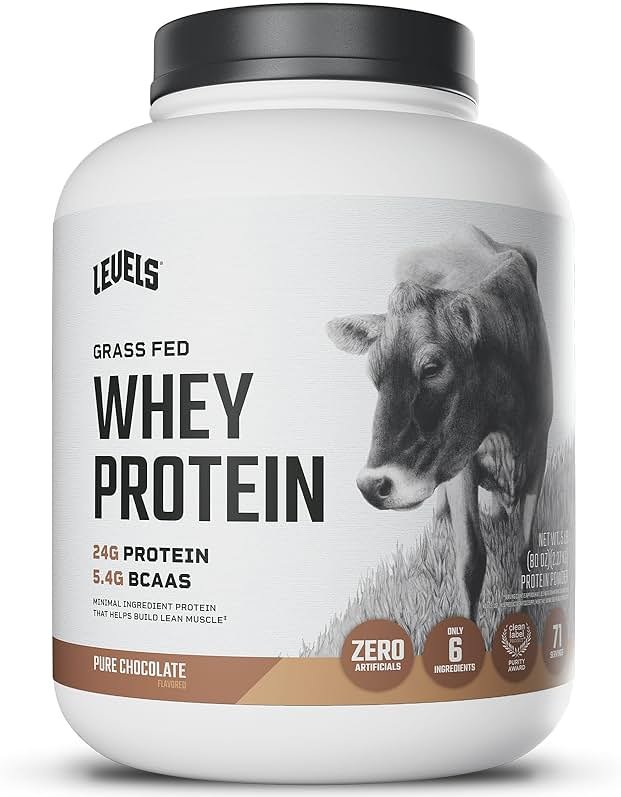 Levels Grass Fed Whey Protein Powder, No Artificials, 24G of Protein, Pure Chocolate, 5LB - Product Image