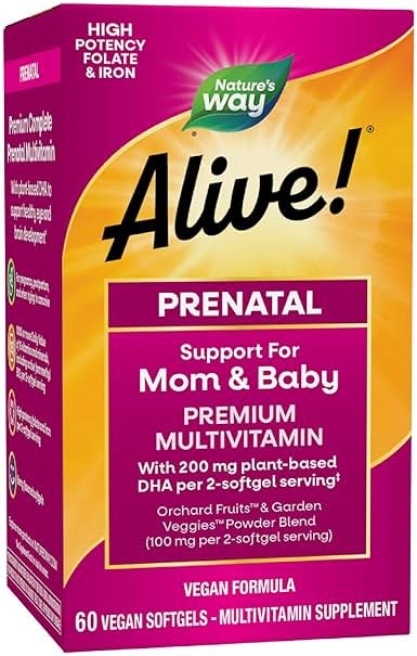 Nature's Way Alive! Complete Premium Prenatal Multivitamins for Women, Healthy Eye and Brain Development*, 60 Vegan Softgels - Product Image