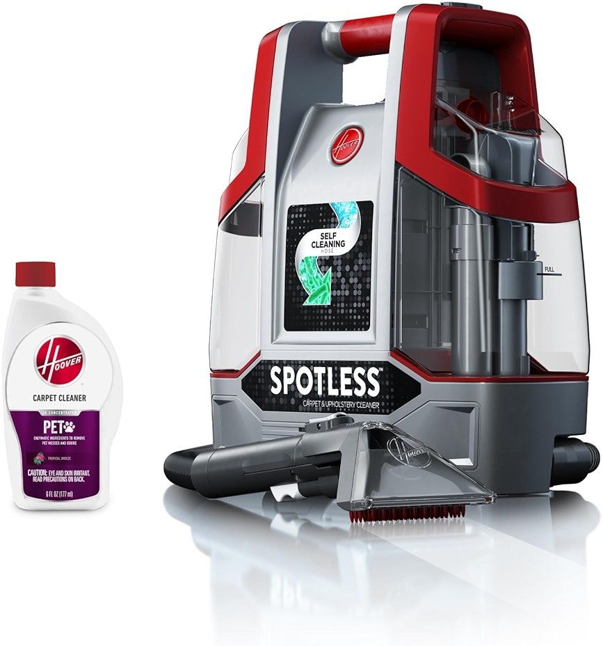 Hoover Spotless Portable Carpet + Upholstery Spot Cleaner Machine, Lightweight Shampooer Machine, Pet Stain Remover, Car and Auto Detailer, Pair with Hoover Carpet Cleaner Solution - Product Image