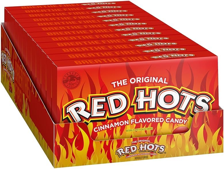 Wonka Red Hots, Cinnamon Flavored Hard Candy, 5.5 Ounce Theater Candy Boxes (Pack of 12) - Product Image