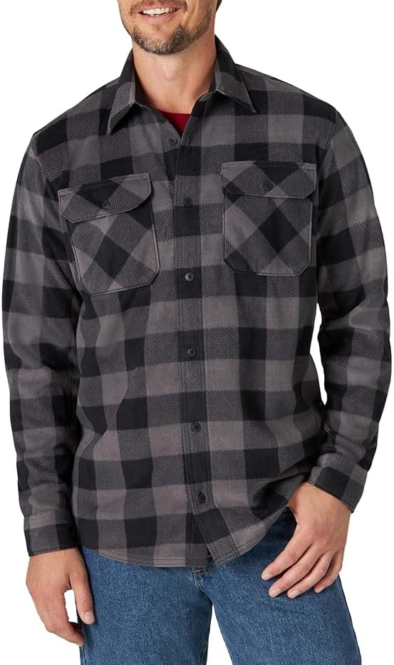 Wrangler Authentics Men's Long Sleeve Heavyweight Fleece Shirt - Product Image