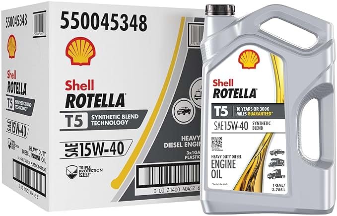 Shell Rotella T5 Synthetic Blend 15W-40 Diesel Engine Oil, 1 Gallon (3 Pack) - Product Image