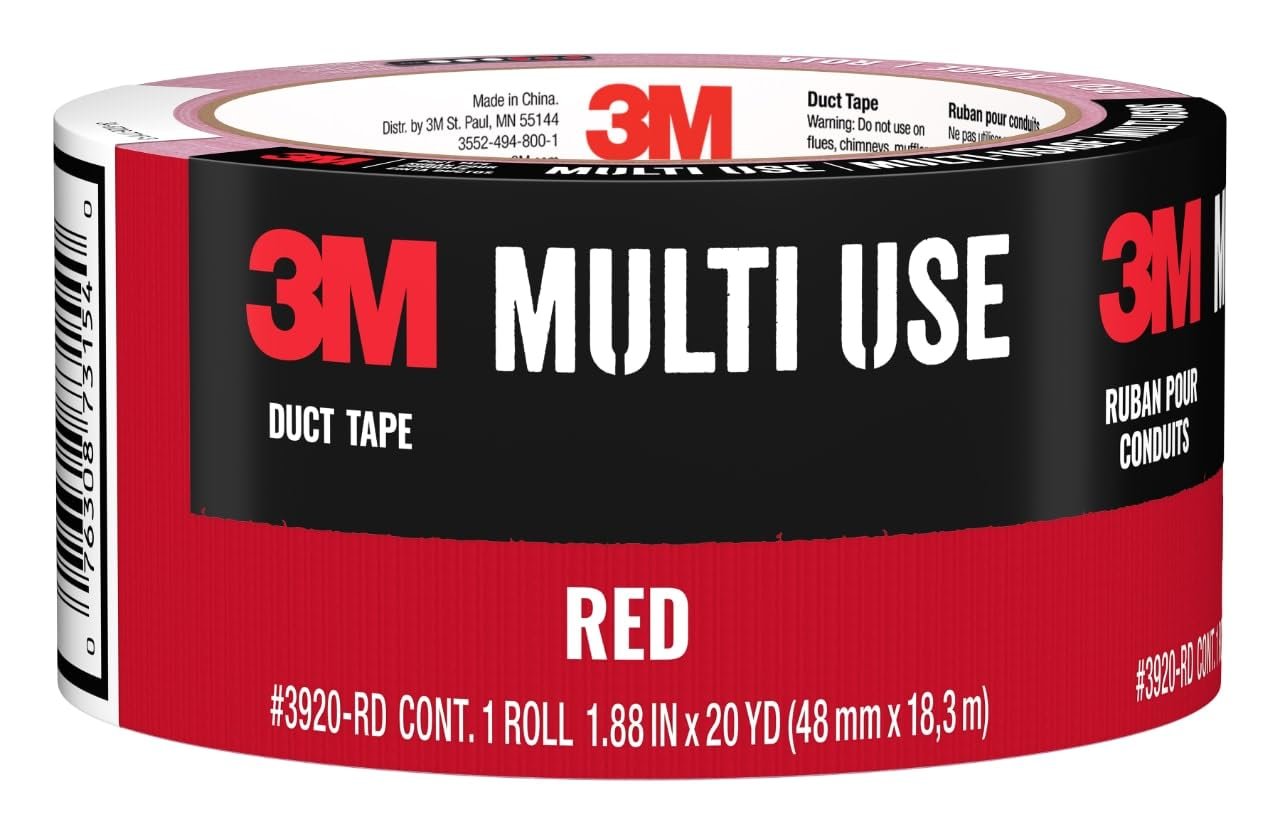 3M Heavy Duty Duct Tape Red, 1.88 in x 20 yd (48 mm x 18.2 m) 16 Rolls/Case - Product Image