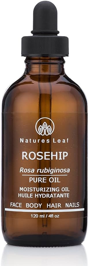 Natures Leaf Rosehip Seed Oil Organic 100% Pure Cold Pressed Unrefined Omegas 3,6 & 9 Vitamins A C & F Anti-Aging Wrinkles & Fine Lines 4 fl. oz. - Product Image
