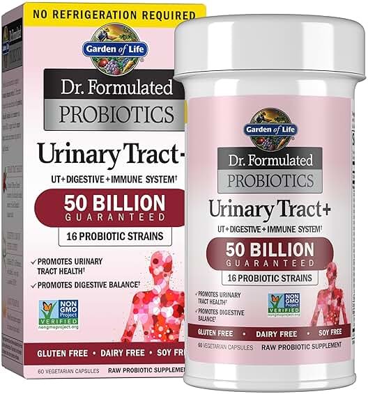 Garden of Life Dr. Formulated Probiotics Urinary Tract+ - 50 Billion CFU - Supports Digestive, Immune & Urinary Tract Health - Shelf Stable - 60 Vegetarian Capsules - Product Image
