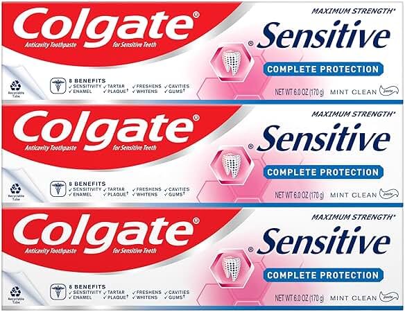 Colgate Sensitive Toothpaste, Complete Protection, Mint - 6 Ounce (Pack of 3) - Product Image
