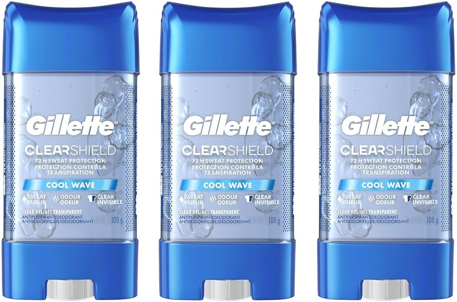 Gillette Antiperspirant Deodorant for Men, Cool Wave Scent, Clear Gel, 3.8 Oz (Pack of 3) - Product Image