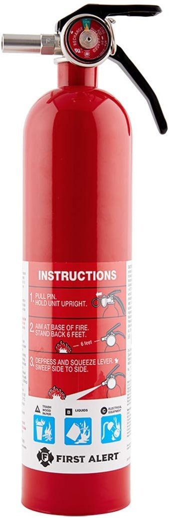 First Alert Fire Extinguisher for Home, Standard Rechargeable Compliance Unit, UL RATED 1-A:10-B:C, HOME1, Red, 1-Pack - Product Image