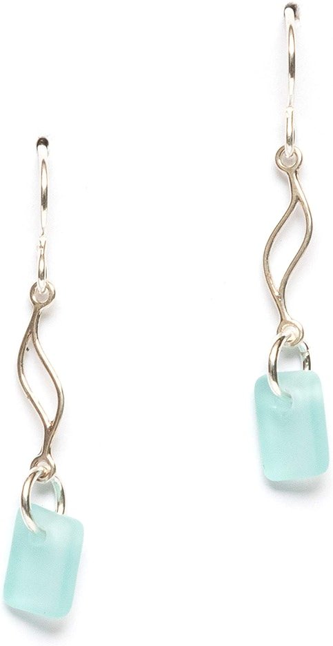 Journey Sea Glass Earrings - Sterling Drop Beach Earrings for Women by EcoSeaCo, using sustainable, recycled and repurposed material. Handmade Jewelry in the USA - Product Image