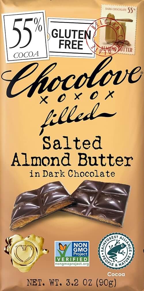 Chocolove, Chocolate Bar Dark Almond butter, 3.2 oz - Product Image