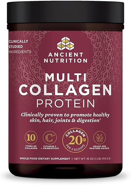 Ancient Nutrition Collagen Powder Protein with Probiotics, Unflavored Multi Collagen Protein with Vitamin C, 45 Servings, Hydrolyzed Collagen Peptides Supports Skin and Nails, Gut Health, 16oz - Product Image