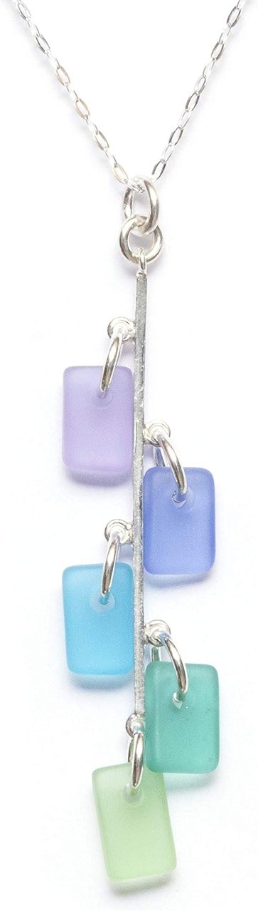 EcoSeaCo Avalon Pendant in Blossom, Sterling Silver Chain, Handmade Cultured Sea Glass Necklace - Product Image