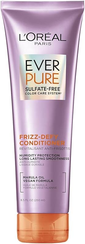 L'Oreal Paris Sulfate Free Frizz Defy Conditioner, Frizz Control Hair Care with Marula Oil, EverPure, 8.5 Fl Oz (Packaging May Vary) - Product Image