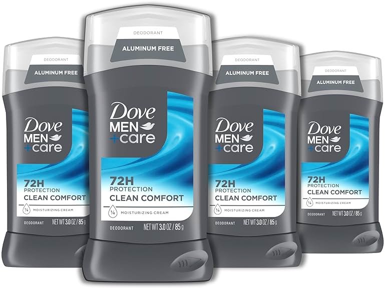DOVE MEN + CARE Deodorant Stick for Men Clean Comfort 4 Count Aluminum Free 72-Hour Odor Protection Mens Deodorant with 1/4 Moisturizing Cream 3 oz (Pack of 4) - Product Image